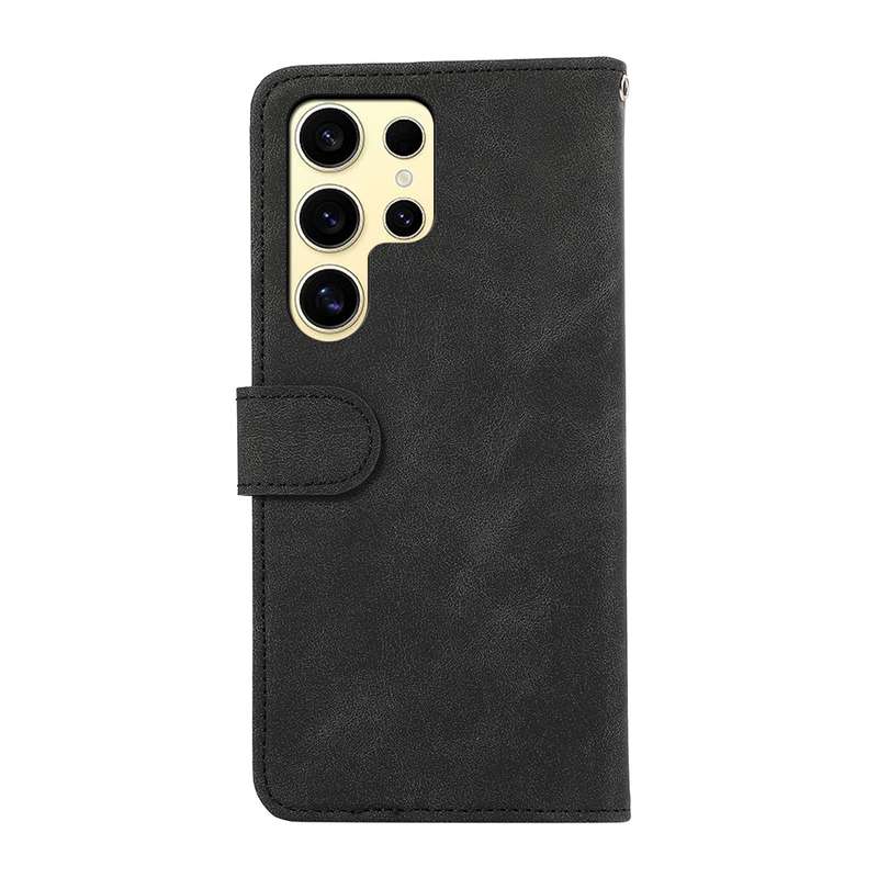 For Samsung Galaxy S24 Ultra 5G ABEEL Color Block Magnetic RFID Leather Phone Case(Black-Green)