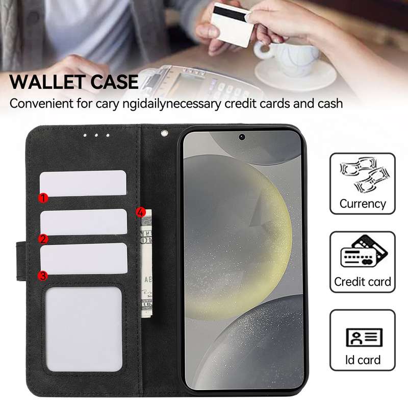 For Samsung Galaxy S24 Ultra 5G ABEEL Color Block Magnetic RFID Leather Phone Case(Black-Green)