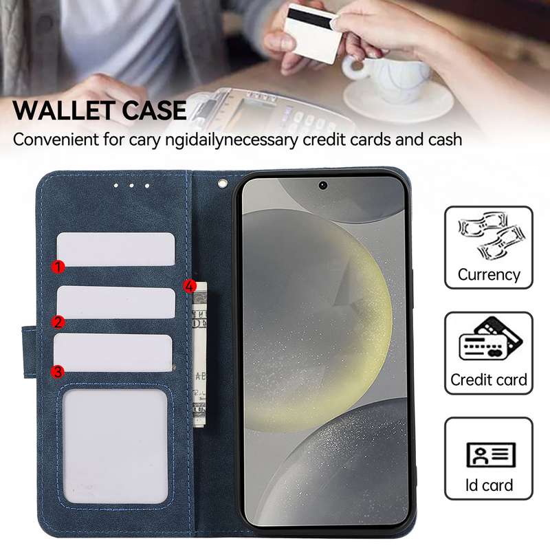 For Samsung Galaxy A12 ABEEL Color Block Magnetic RFID Leather Phone Case(Blue-Brown)