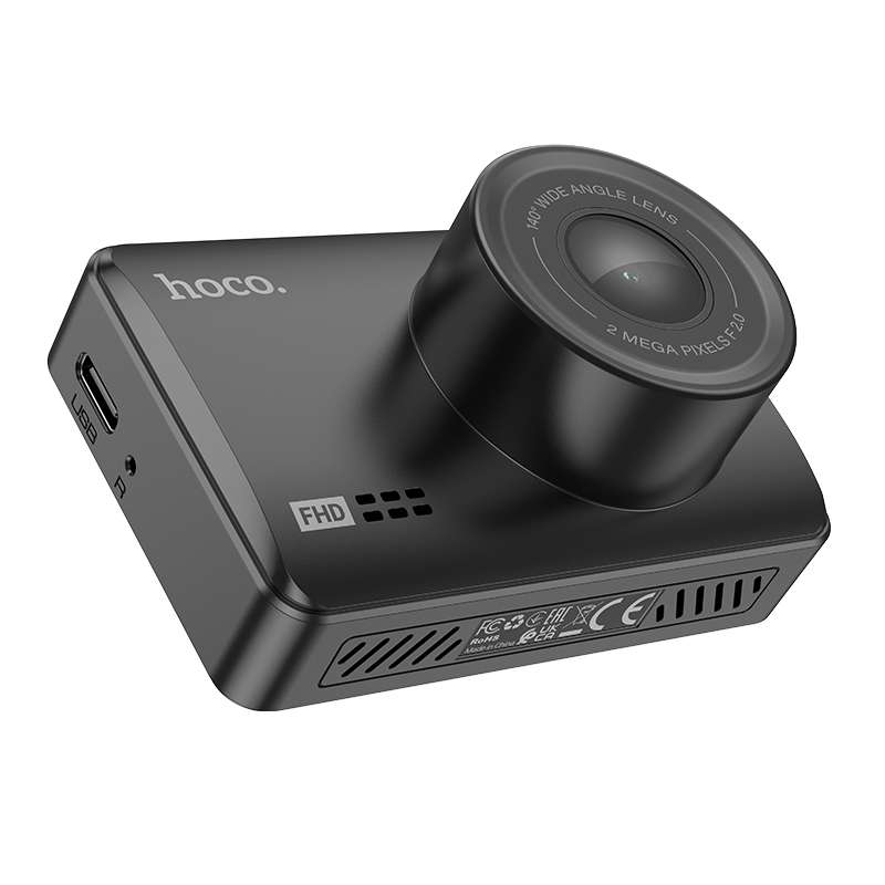 hoco DV3 Dual Channel Driving Recorder with Display & Rear Camera(Black)
