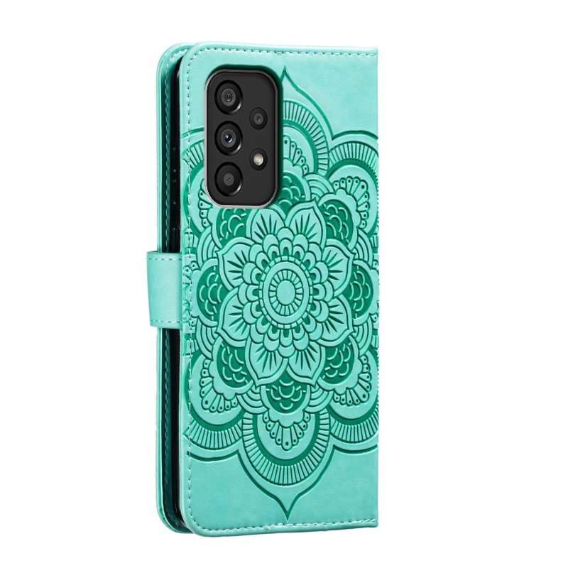 For Samsung Galaxy A53 5G Sun Mandala Embossing Pattern Phone Leather Case(Green)