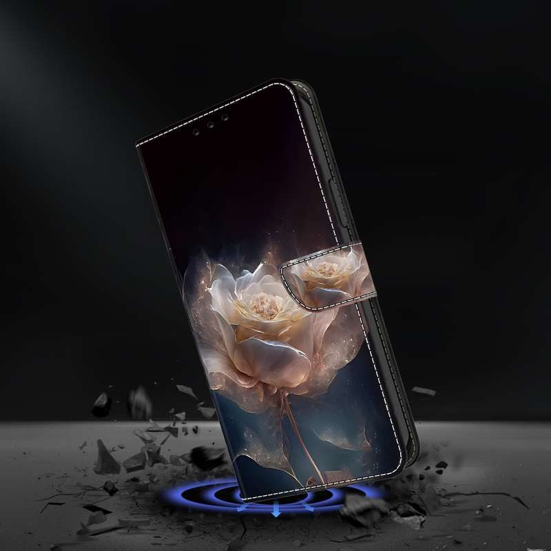 For Samsung Galaxy S23+ 5G Crystal Painted Leather Phone case(Peony)