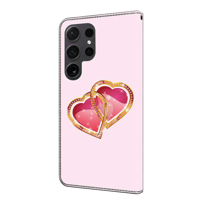 For Samsung Galaxy S23 Ultra 5G Crystal Painted Leather Phone case(Love Peach)