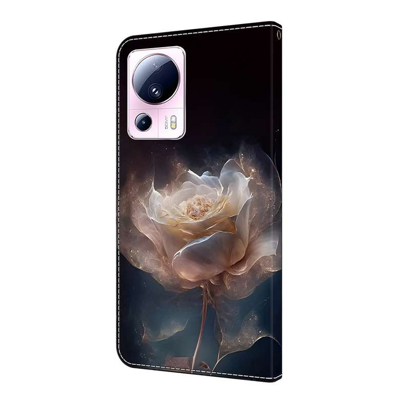 For Xiaomi 13 Lite Crystal Painted Leather Phone case(Peony)