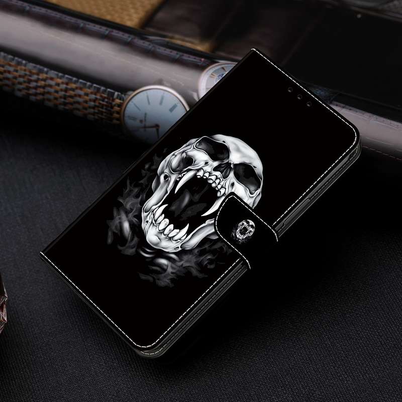 For Xiaomi Redmi 13C Crystal Painted Leather Phone case(Skull)