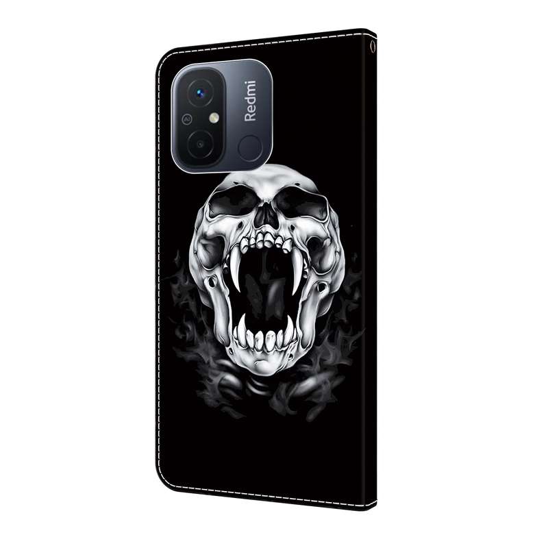 For Xiaomi Redmi 13C Crystal Painted Leather Phone case(Skull)