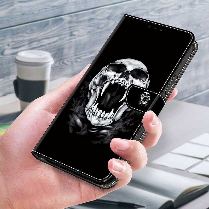 For Xiaomi Redmi 13C Crystal Painted Leather Phone case(Skull)