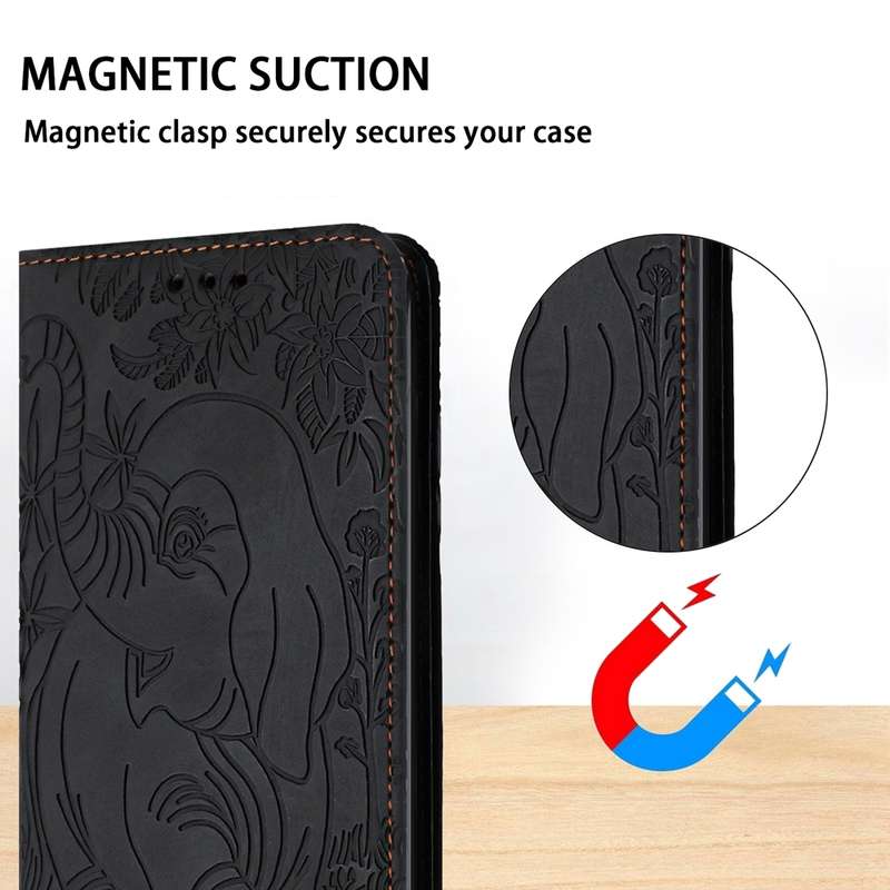 For Samsung Galaxy A54 5G Retro Elephant Embossed Leather Phone Case(Black)