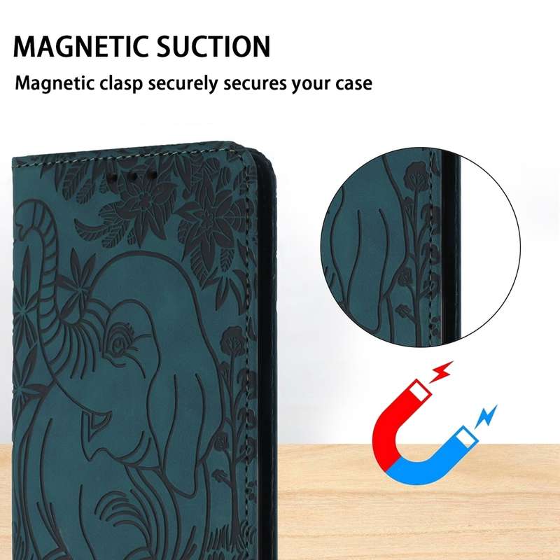 For Samsung Galaxy A05s Retro Elephant Embossed Leather Phone Case(Green)