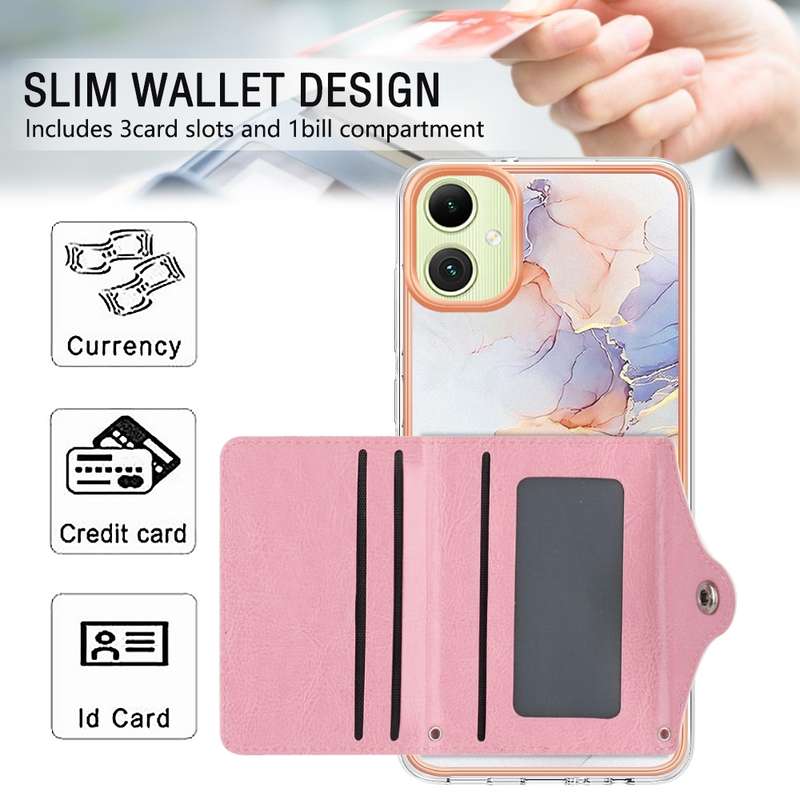 For Samsung Galaxy A05 Marble Pattern IMD Card Slot Phone Case(Galaxy Marble White)