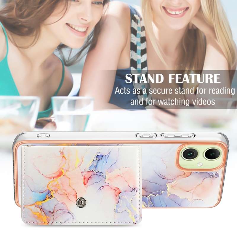 For Samsung Galaxy A05 Marble Pattern IMD Card Slot Phone Case(Galaxy Marble White)