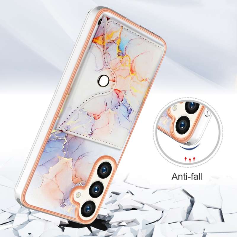 For Samsung Galaxy S24 5G Marble Pattern IMD Card Slot Phone Case(Galaxy Marble White)