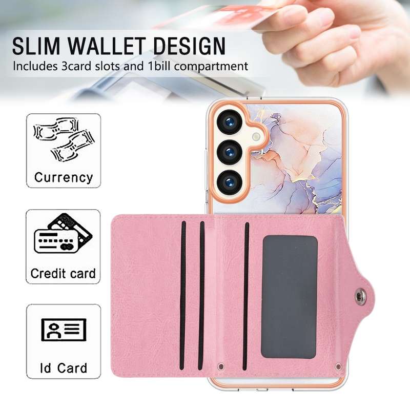 For Samsung Galaxy S24 5G Marble Pattern IMD Card Slot Phone Case(Galaxy Marble White)