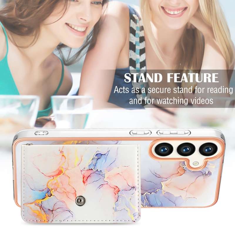 For Samsung Galaxy S24 5G Marble Pattern IMD Card Slot Phone Case(Galaxy Marble White)