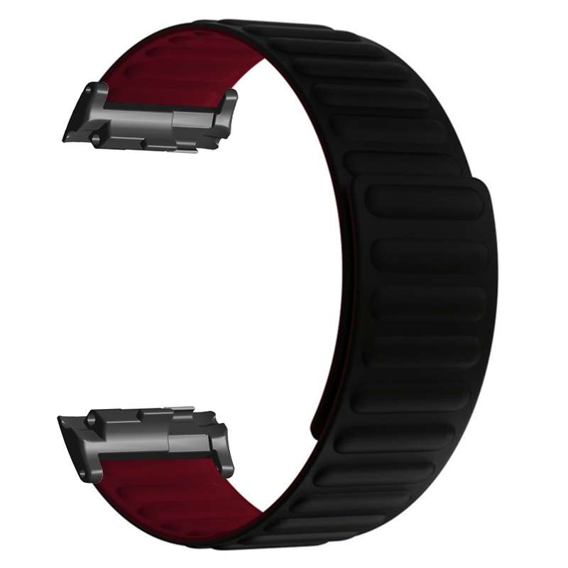 For Huawei Watch D Magnetic Silicone Watch Band(Black Wine Red)