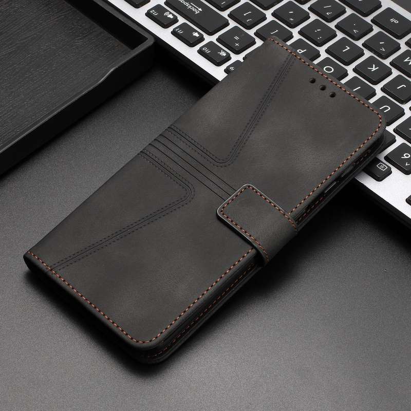 For Samsung Galaxy S21 Ultra 5G Triangle Solid Color Leather Phone Case(Black)