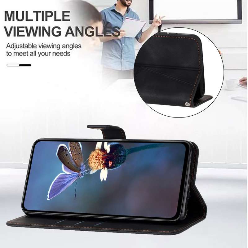 For Samsung Galaxy S21 Ultra 5G Triangle Solid Color Leather Phone Case(Black)
