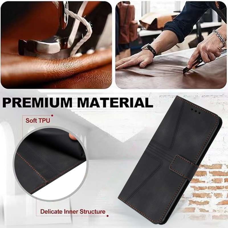 For Samsung Galaxy S21 Ultra 5G Triangle Solid Color Leather Phone Case(Black)
