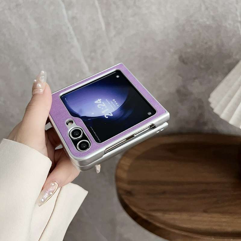 For Samsung Galaxy Z Flip5 Skin Feel Leather Texture Pearlescent Paint Shockproof Phone Case(Bl