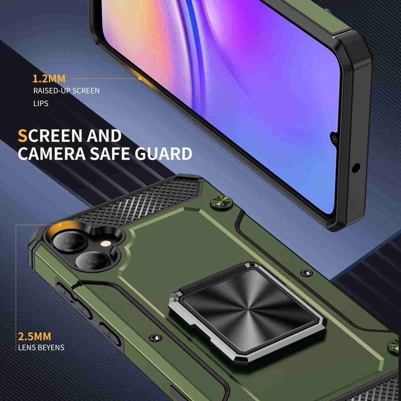 For Samsung Galaxy A05 Shockproof Metal Holder Phone Case(Olive Green)