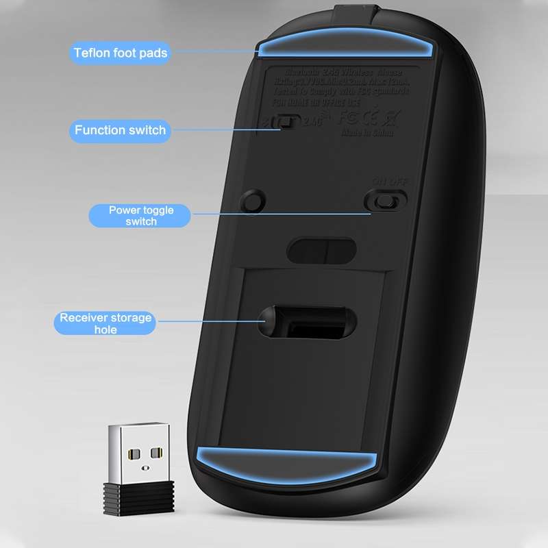 ZGA Chinchilla Dual Mode Wireless 2.4G + Bluetooth 5.0 Mouse(Black)