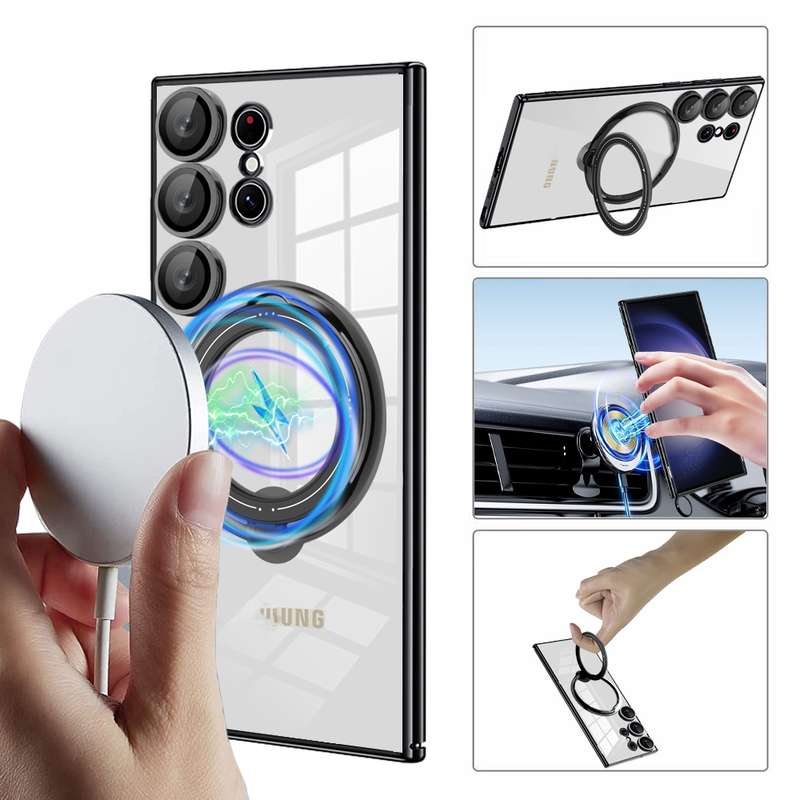For Samsung Galaxy S20 FE Electroplating MagSafe 360 Degree Rotation Holder Shockproof Phone Ca