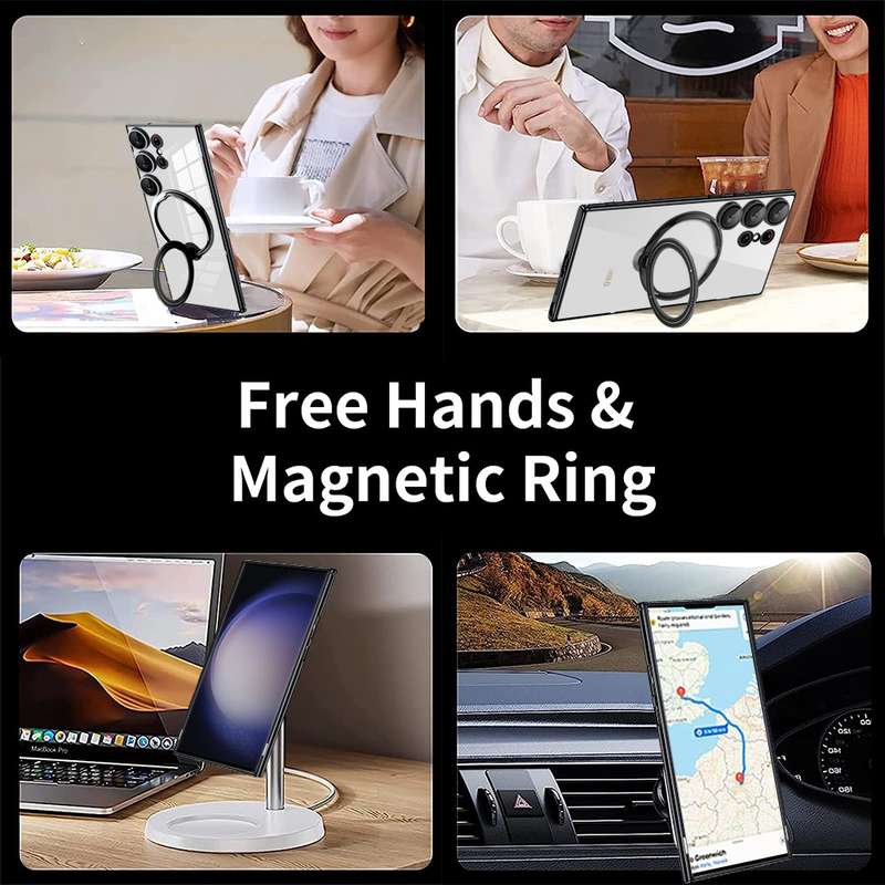 For Samsung Galaxy S20 FE Electroplating MagSafe 360 Degree Rotation Holder Shockproof Phone Ca