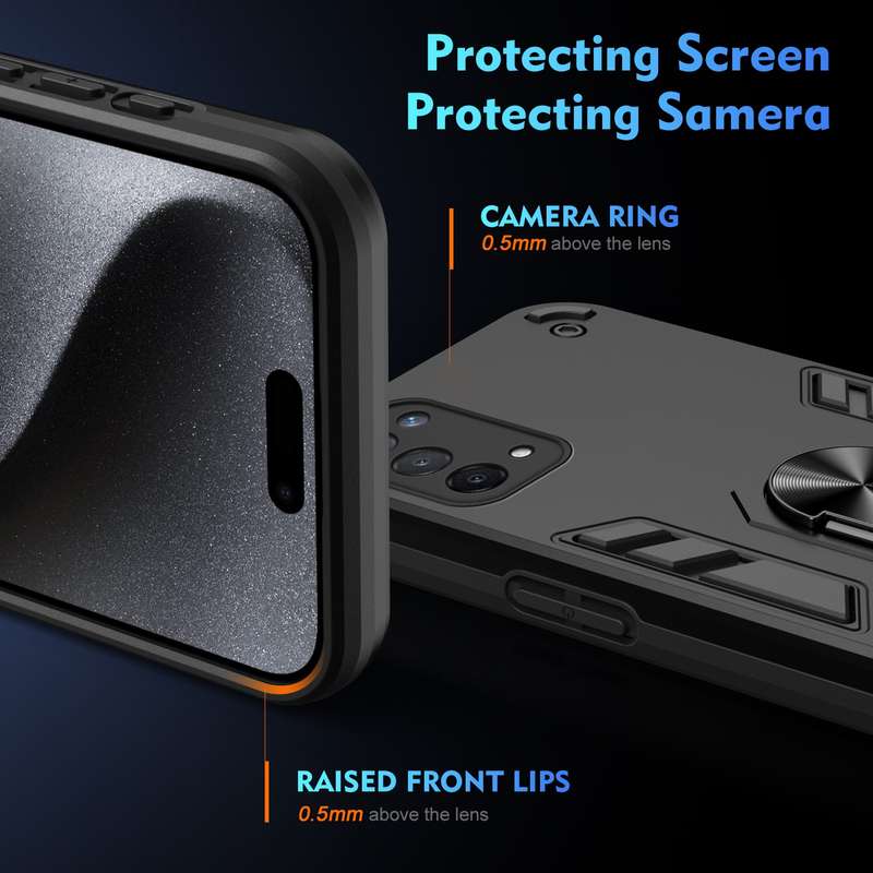 For OPPO A74 5G Shockproof Metal Ring Holder Phone Case(Black)