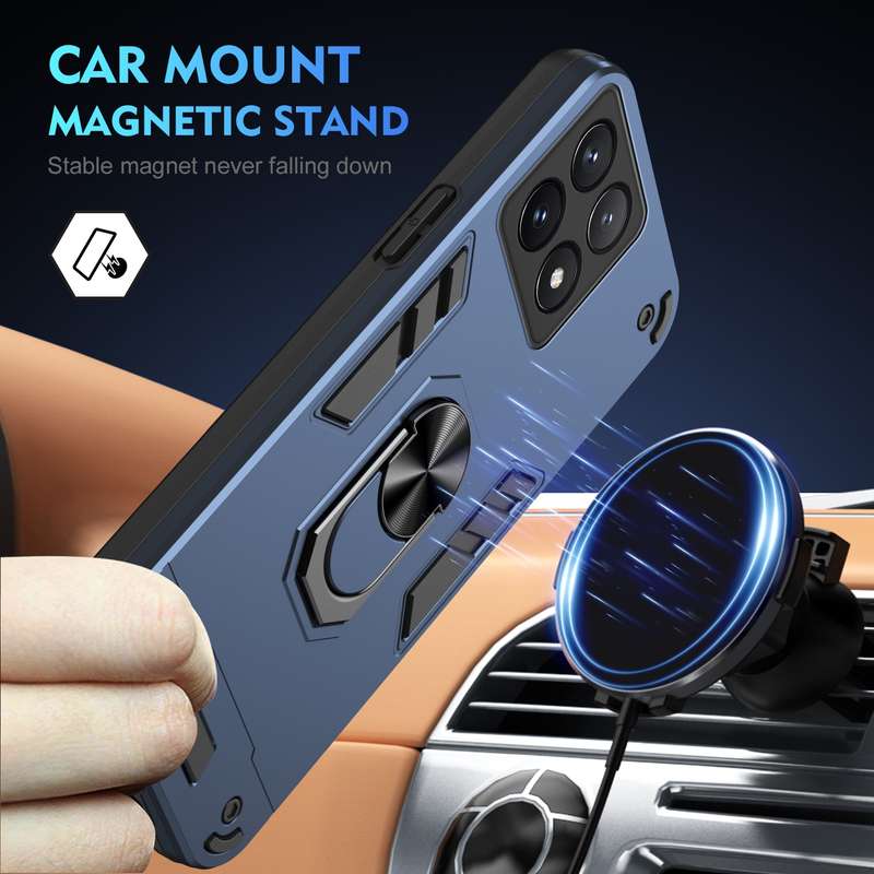 For Xiaomi Poco X6 Pro 5G Shockproof Metal Ring Holder Phone Case(Blue)