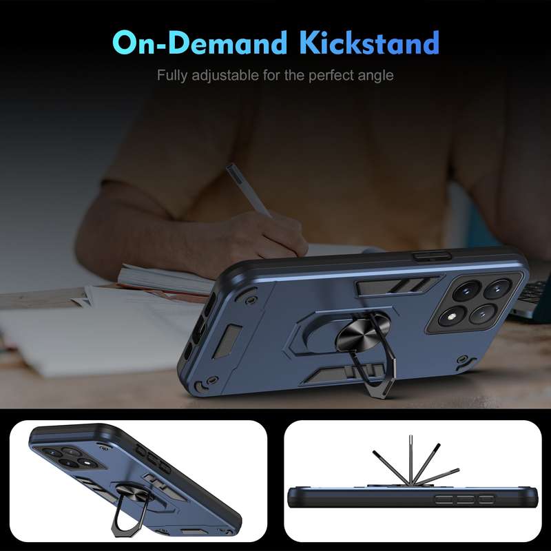 For Xiaomi Poco X6 Pro 5G Shockproof Metal Ring Holder Phone Case(Blue)