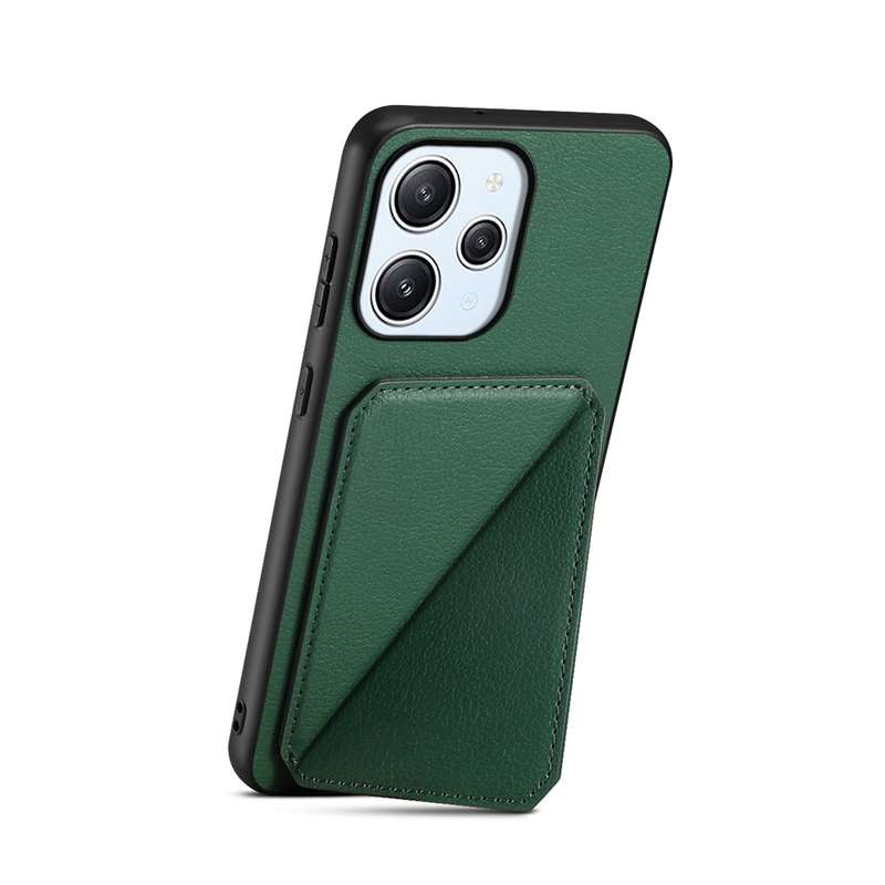 For Xiaomi Redmi 12 / Note 12R D04 Calf Texture Dual Card Slot Holder Phone Case(Green)