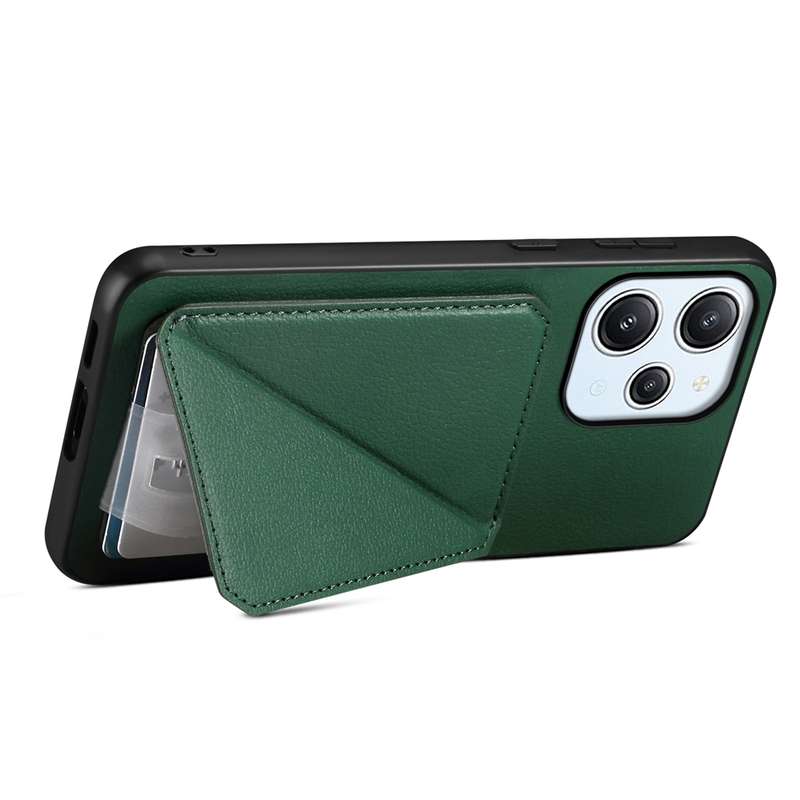 For Xiaomi Redmi 12 / Note 12R D04 Calf Texture Dual Card Slot Holder Phone Case(Green)