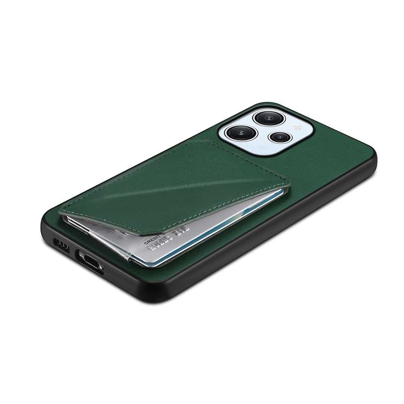 For Xiaomi Redmi 12 / Note 12R D04 Calf Texture Dual Card Slot Holder Phone Case(Green)