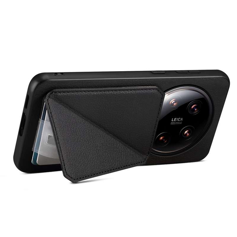 For Xiaomi 14 Ultra D04 Calf Texture Dual Card Slot Holder Phone Case(Black)