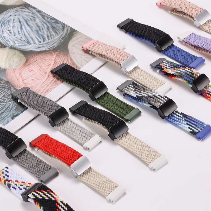 22mm Two-color Magnetic Braided Nylon Watch Band(Blue Black)