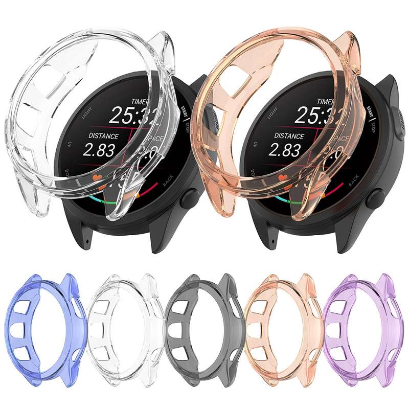 For Garmin Forerunner 165 / 165 Music Half Pack Hollow TPU Watch Protective Case(Transparent Black)