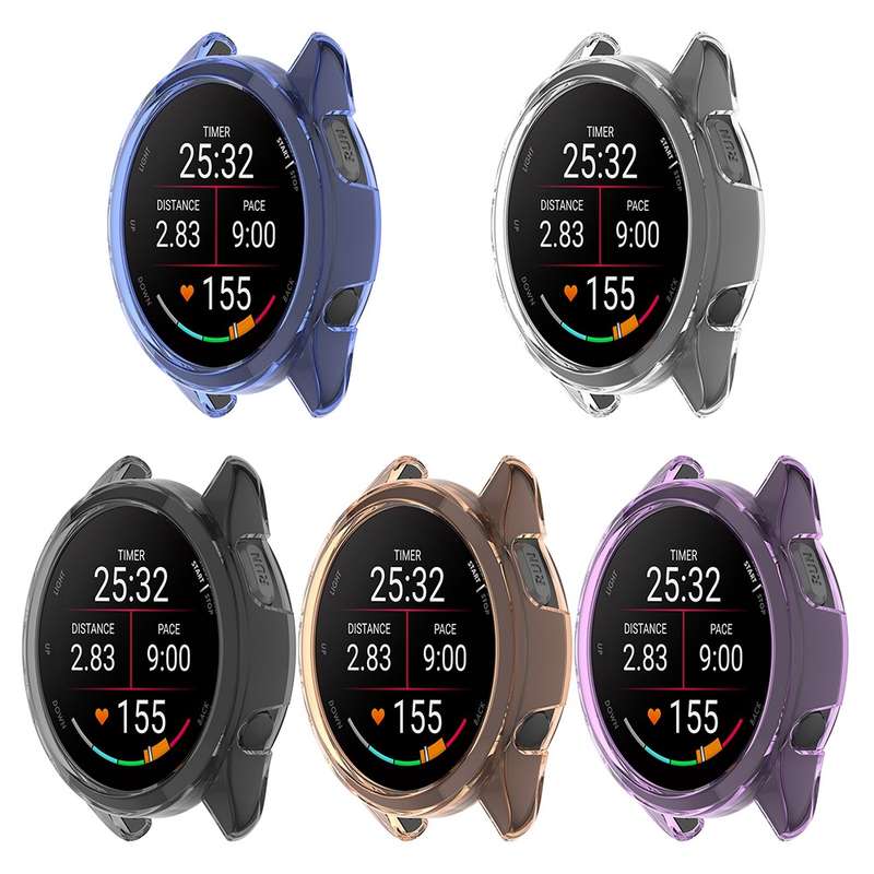 For Garmin Forerunner 165 / 165 Music Half Pack Hollow TPU Watch Protective Case(Transparent Black)