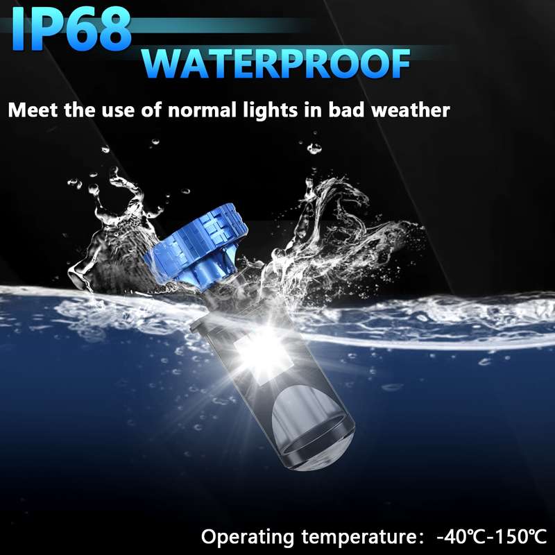 N4 1 Pair H4 Car mini Bifocal LED Lens Headlight(Black)