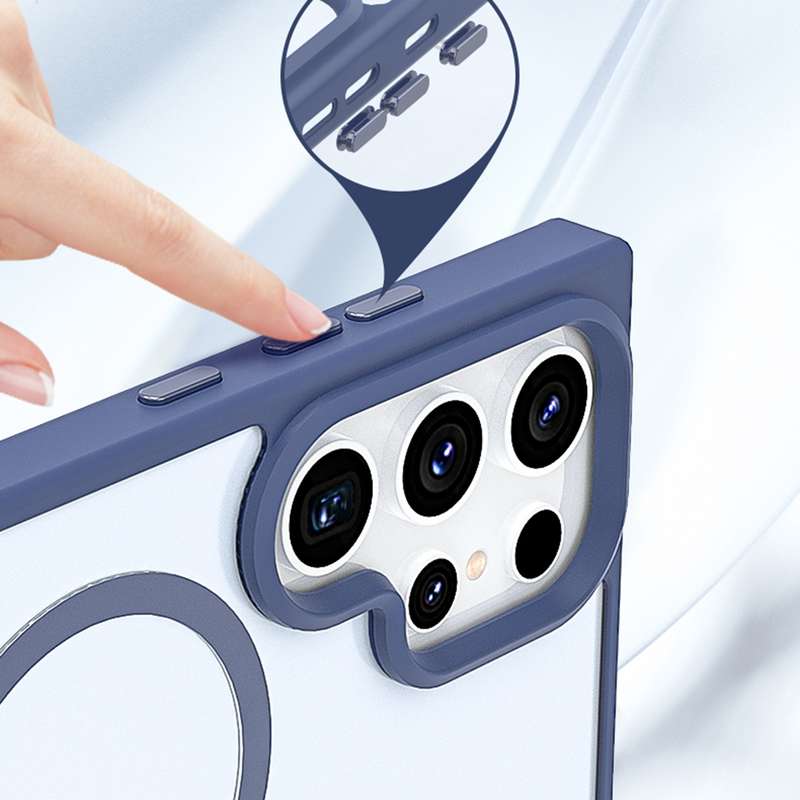 For Samsung Galaxy S21+ 5G Metal Button Skin Feel Matte MagSafe Shockproof Phone Case(Grey)