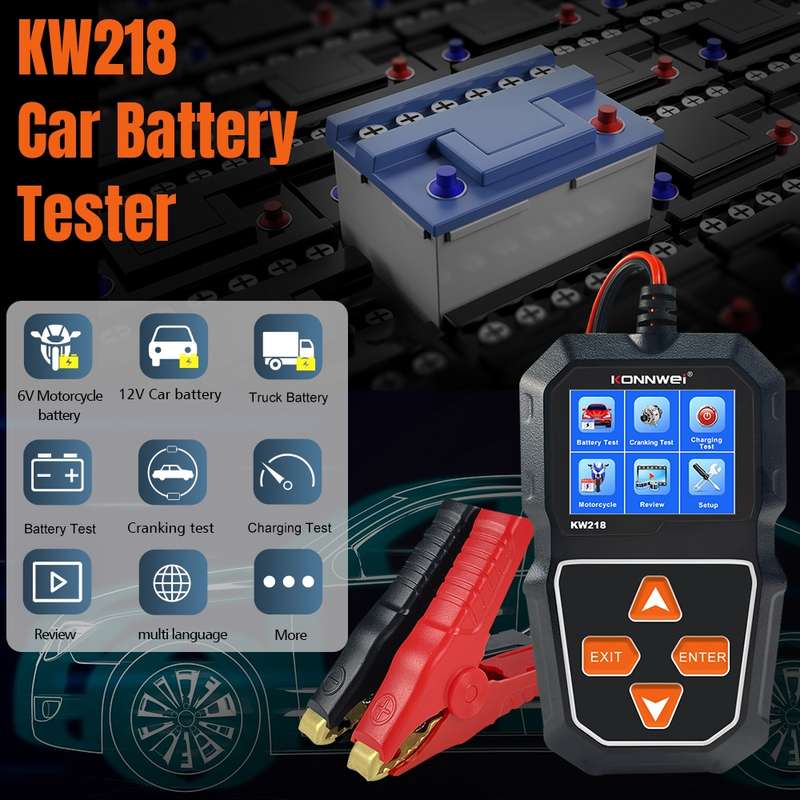 KONNWEI KW218 2.4 inch Color Screen Car Battery Tester(Black)