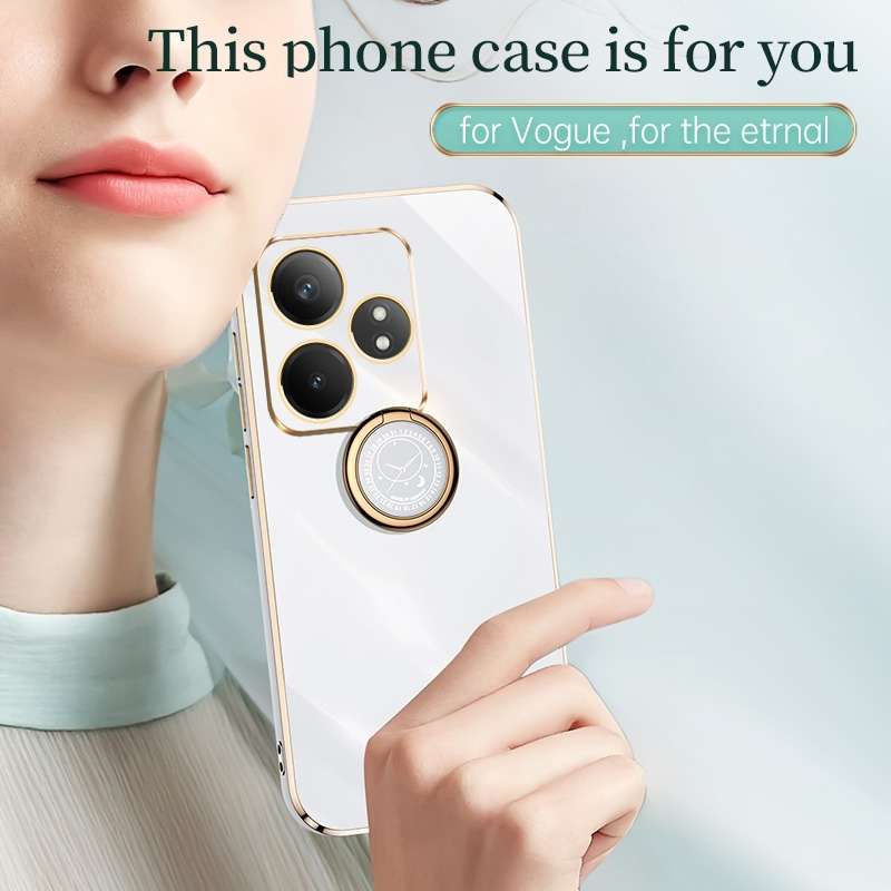 For Realme GT Neo6 XINLI Straight 6D Plating Gold Edge TPU Shockproof Case with Ring Holder(Pin