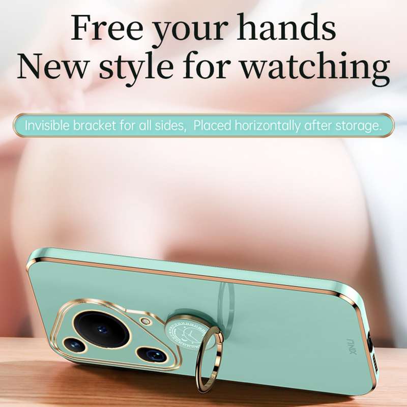 For Huawei Pura 70 Ultra XINLI Straight 6D Plating Gold Edge TPU Shockproof Case with Ring Hold