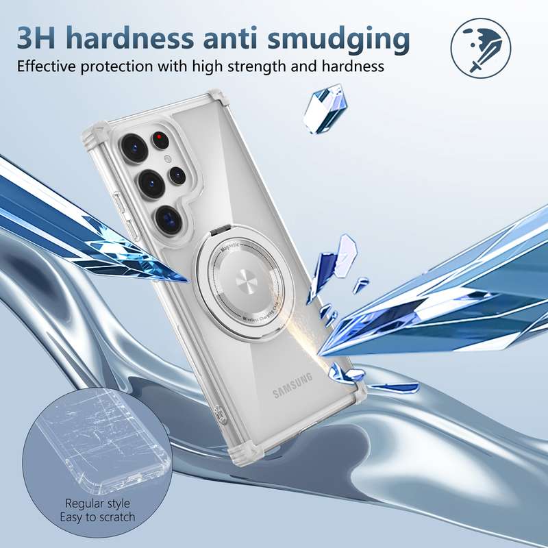 For Samsung Galaxy S23 Ultra 5G Gold Shield CD Pattern MagSafe Magnetic Phone Case with Rotatin