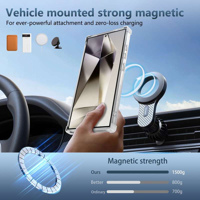 For Samsung Galaxy S23 Ultra 5G Gold Shield CD Pattern MagSafe Magnetic Phone Case with Rotatin