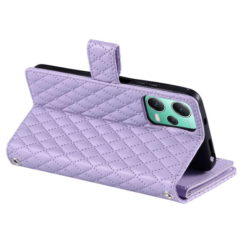 For Xiaomi Redmi Note 12 5G Glitter Lattice Zipper Wallet Leather Phone Case(Purple)