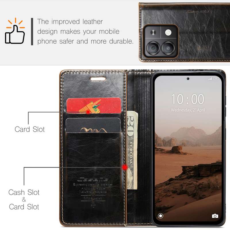 For Xiaomi Redmi Note 13 5G CaseMe 003 Crazy Horse Texture Flip Leather Phone Case(Coffee)
