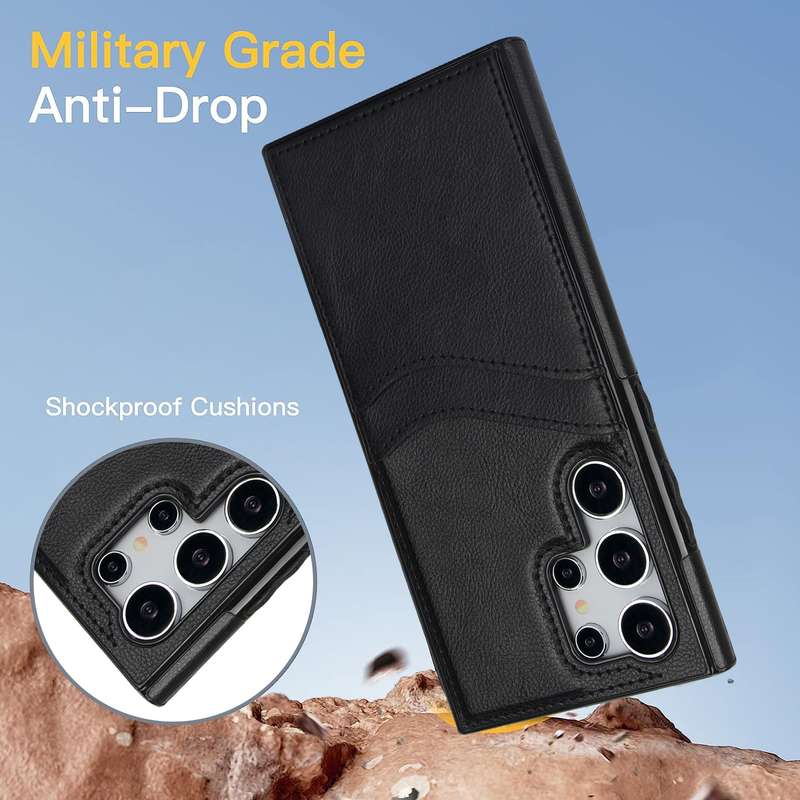 For Samsung Galaxy S24 Ultra 5G Litchi Leather Skin Card Slots Phone Case(Black)