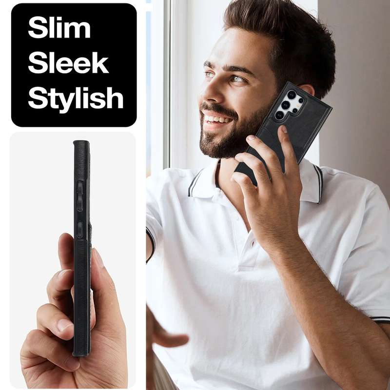 For Samsung Galaxy S24 Ultra 5G Litchi Leather Skin Card Slots Phone Case(Black)