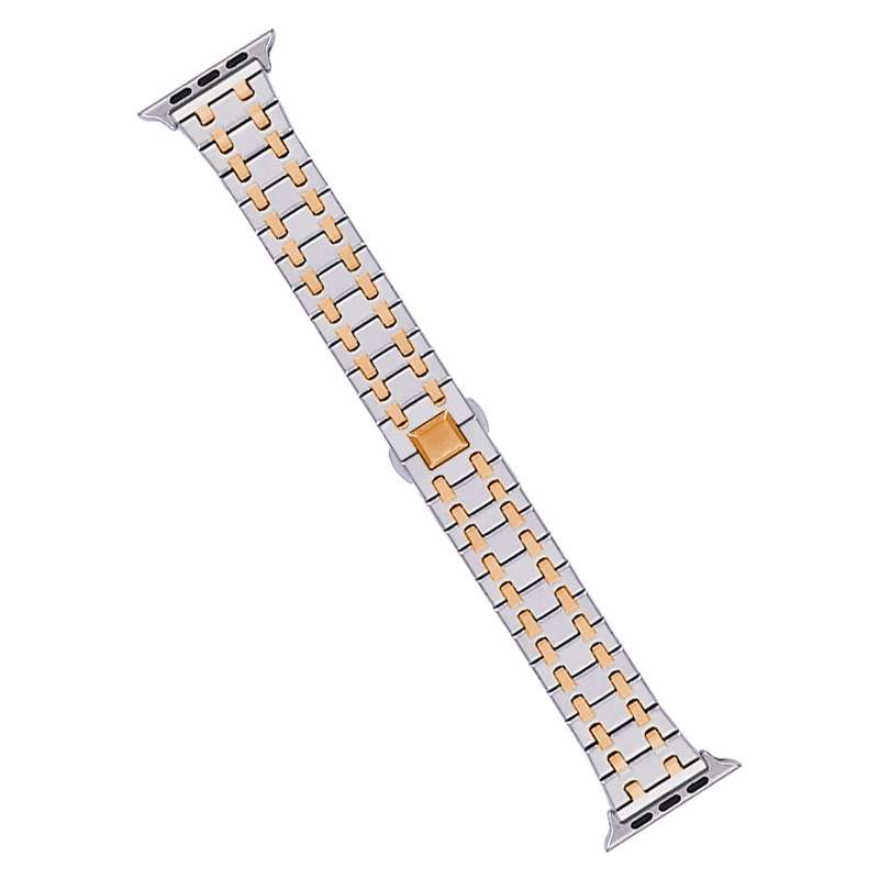 For Apple Watch Series 6 40mm Double T Stainless Steel Watch Band(Silver Rose Gold)