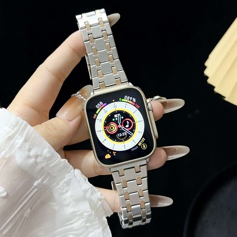 For Apple Watch Series 6 40mm Double T Stainless Steel Watch Band(Silver Rose Gold)